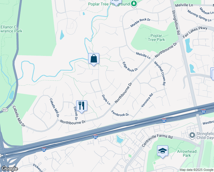 map of restaurants, bars, coffee shops, grocery stores, and more near 13512 Heathrow Lane in Centreville