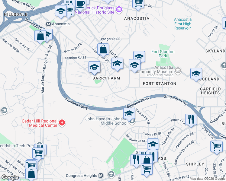 map of restaurants, bars, coffee shops, grocery stores, and more near 101 Independence Avenue Southeast in Washington