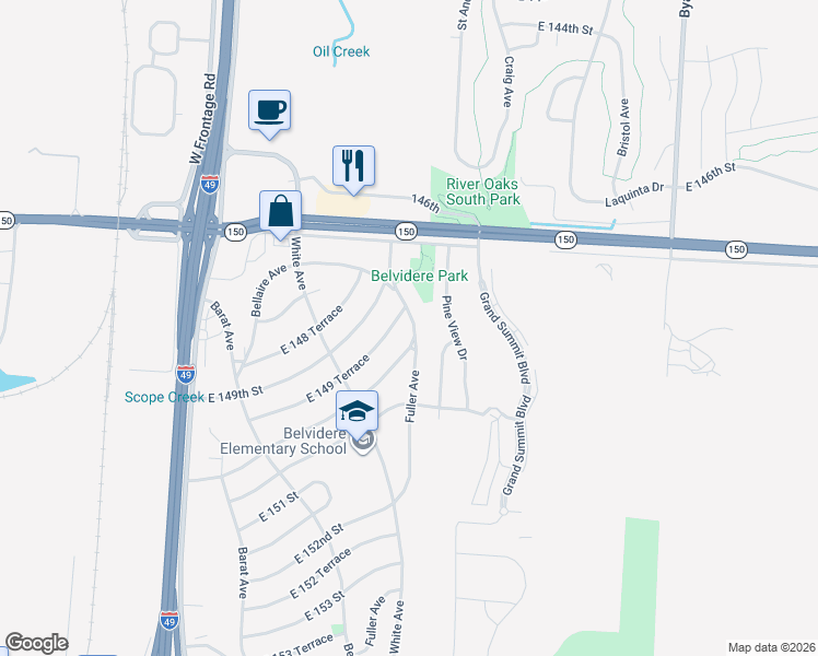 map of restaurants, bars, coffee shops, grocery stores, and more near 14925 Fuller Avenue in Grandview
