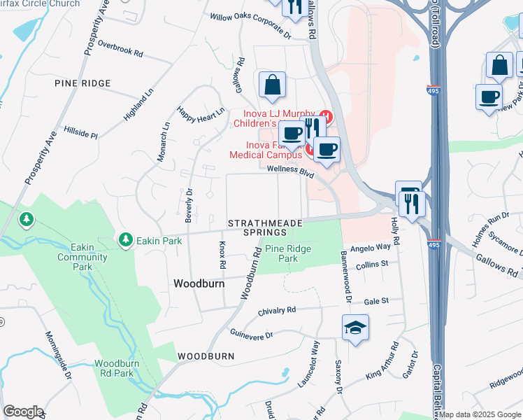 map of restaurants, bars, coffee shops, grocery stores, and more near 8302 Tobin Road in Annandale