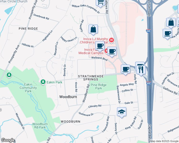 map of restaurants, bars, coffee shops, grocery stores, and more near 8302 Tobin Road in Annandale