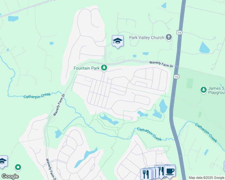 map of restaurants, bars, coffee shops, grocery stores, and more near 15622 Admiral Baker Circle in Haymarket