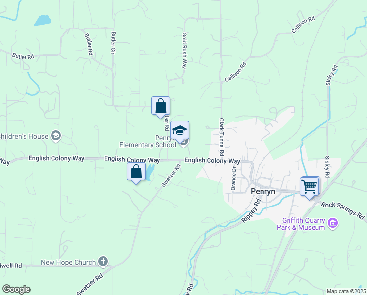 map of restaurants, bars, coffee shops, grocery stores, and more near 6885 English Colony Way in Penryn