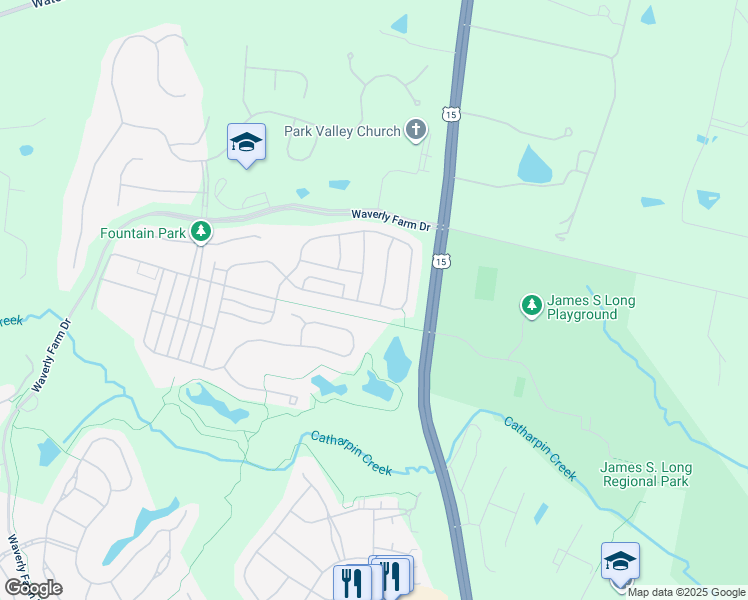 map of restaurants, bars, coffee shops, grocery stores, and more near 4642 Hull Drive in Haymarket