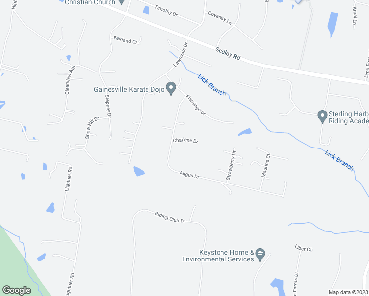 map of restaurants, bars, coffee shops, grocery stores, and more near 4701 Angus Drive in Gainesville