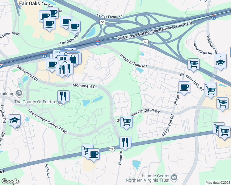 map of restaurants, bars, coffee shops, grocery stores, and more near 4224 Upper Park Drive in Fairfax