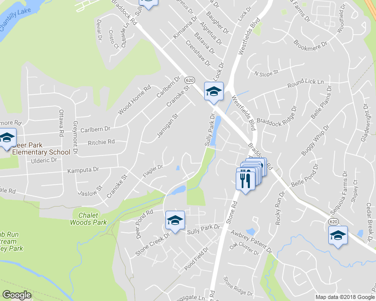 map of restaurants, bars, coffee shops, grocery stores, and more near 14748 Truitt Farm Drive in Centreville