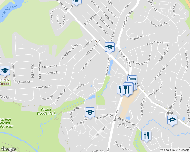 map of restaurants, bars, coffee shops, grocery stores, and more near 14752 Truitt Farm Drive in Centreville