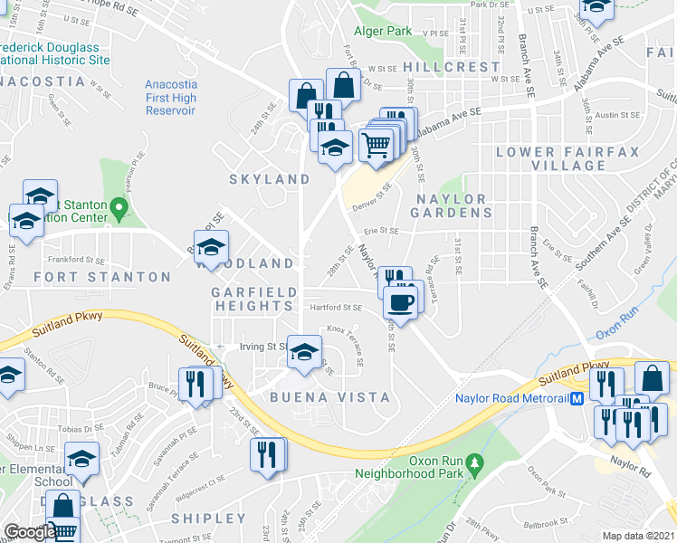 map of restaurants, bars, coffee shops, grocery stores, and more near 101 Independence Avenue Southeast in Washington