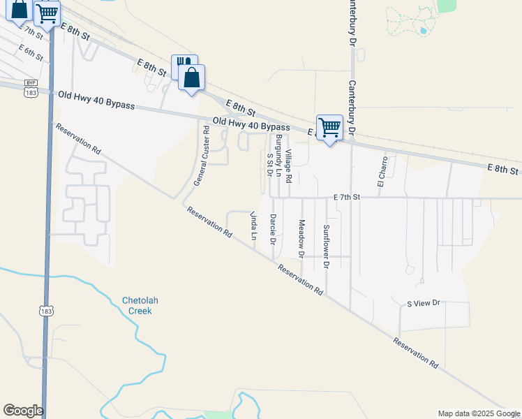 map of restaurants, bars, coffee shops, grocery stores, and more near 418 Linda Lane in Hays