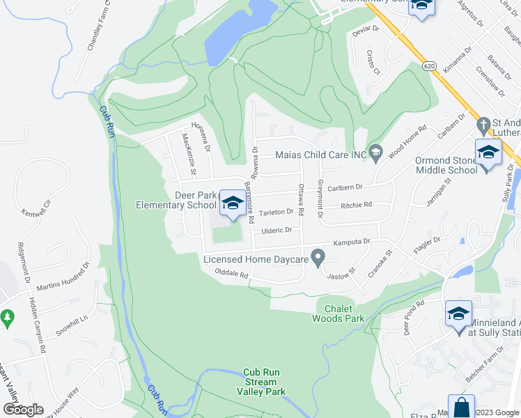 map of restaurants, bars, coffee shops, grocery stores, and more near 15016 Tarleton Drive in Centreville