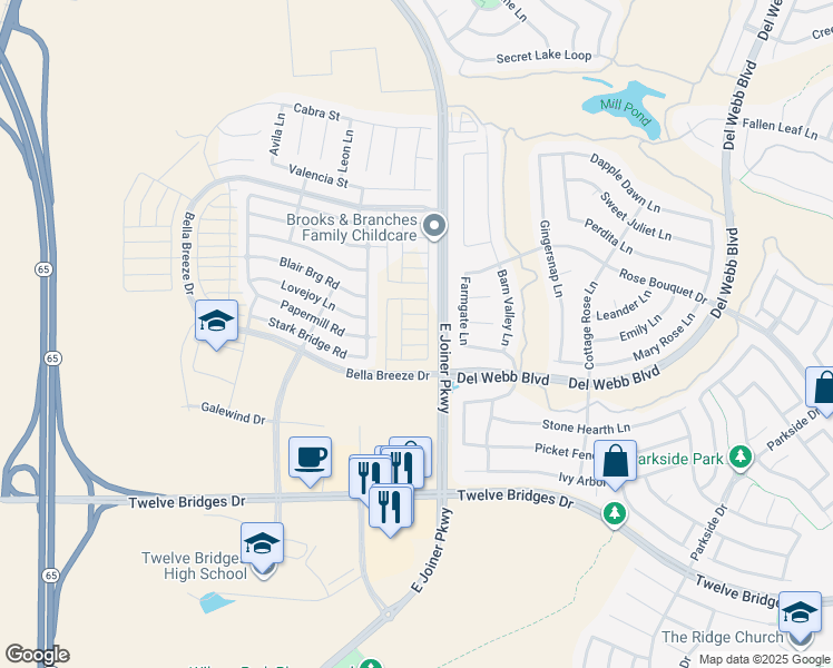 map of restaurants, bars, coffee shops, grocery stores, and more near East Joiner Parkway in Lincoln