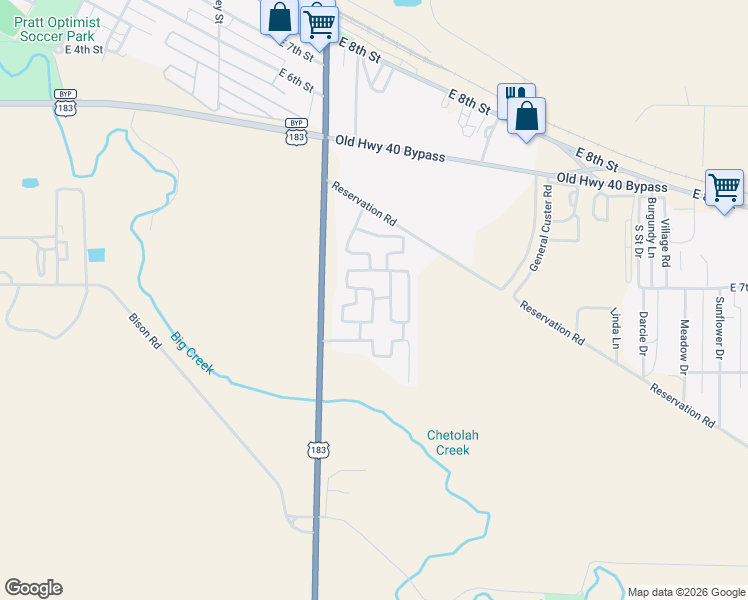 map of restaurants, bars, coffee shops, grocery stores, and more near Reservation Road in Hays