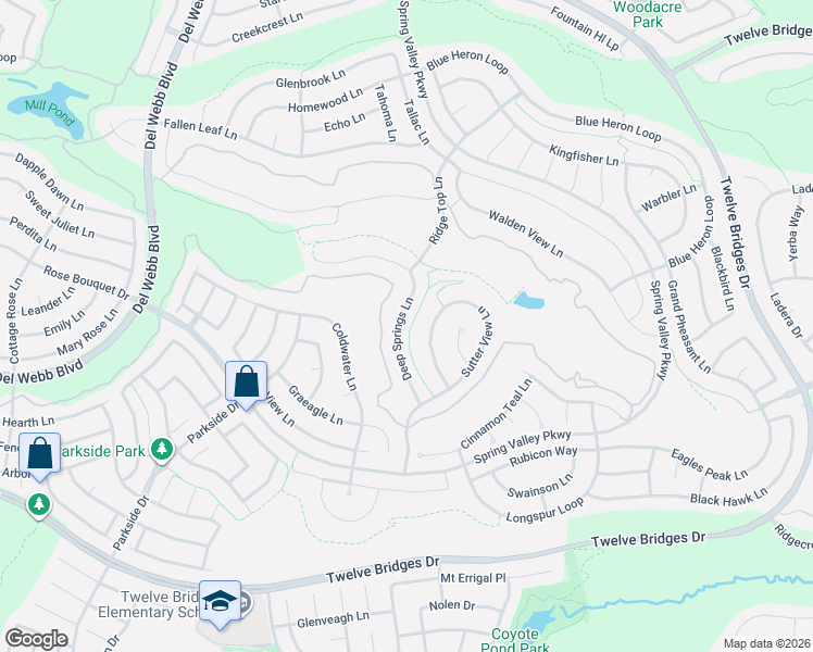 map of restaurants, bars, coffee shops, grocery stores, and more near 1873 Deep Springs Ln in Lincoln