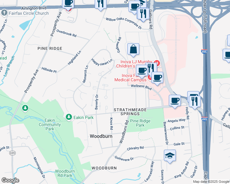 map of restaurants, bars, coffee shops, grocery stores, and more near 3318 Woodburn Village Drive in Annandale