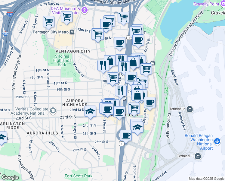 map of restaurants, bars, coffee shops, grocery stores, and more near 101 Independence Avenue Southeast in Washington