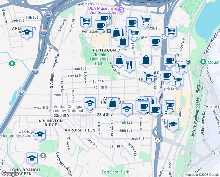 map of restaurants, bars, coffee shops, grocery stores, and more near 101 Independence Avenue Southeast in Washington