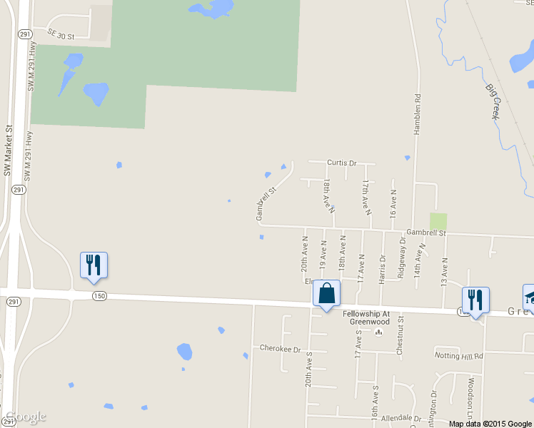 map of restaurants, bars, coffee shops, grocery stores, and more near 2204 Gambrell Street West in Greenwood