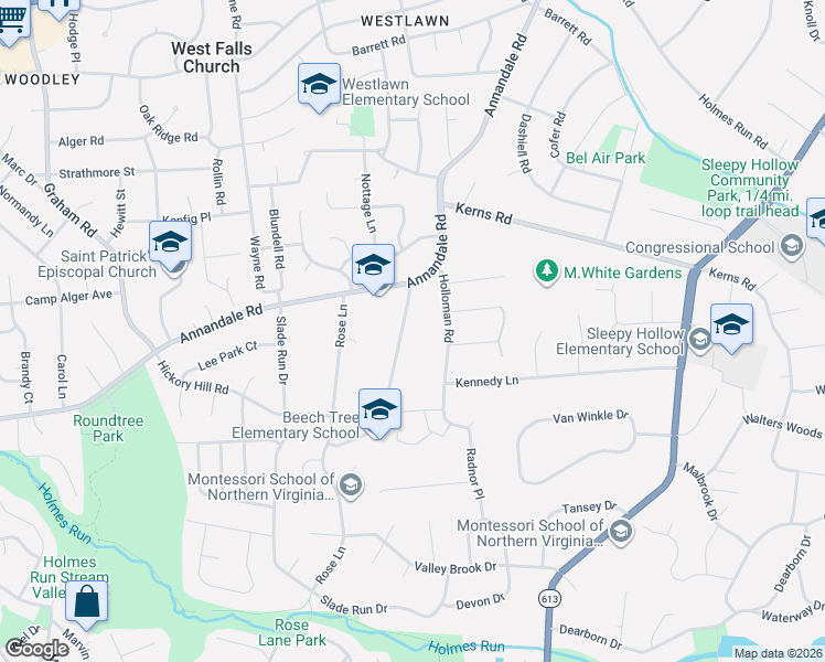 map of restaurants, bars, coffee shops, grocery stores, and more near 3317 Beechtree Lane in Falls Church