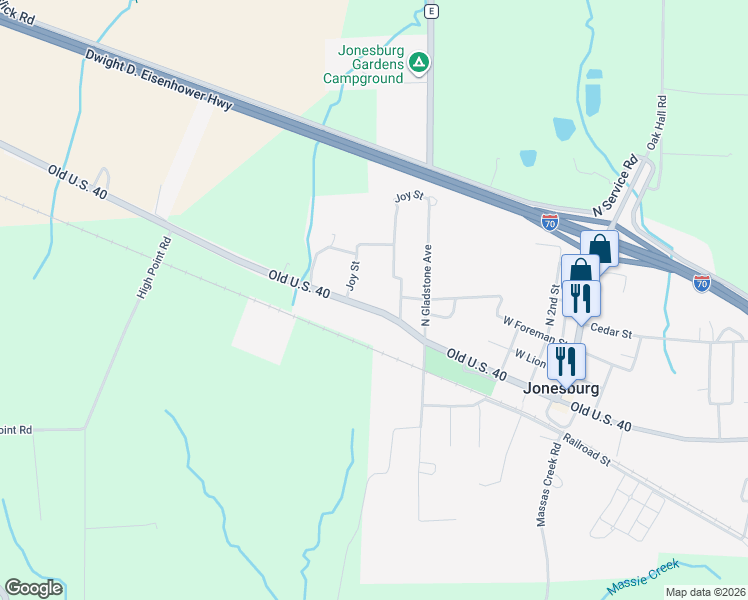 map of restaurants, bars, coffee shops, grocery stores, and more near 507 West Booneslick Road in Jonesburg