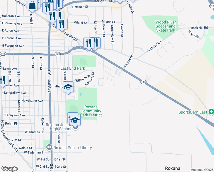 map of restaurants, bars, coffee shops, grocery stores, and more near 33 Red Fir Lane in Wood River