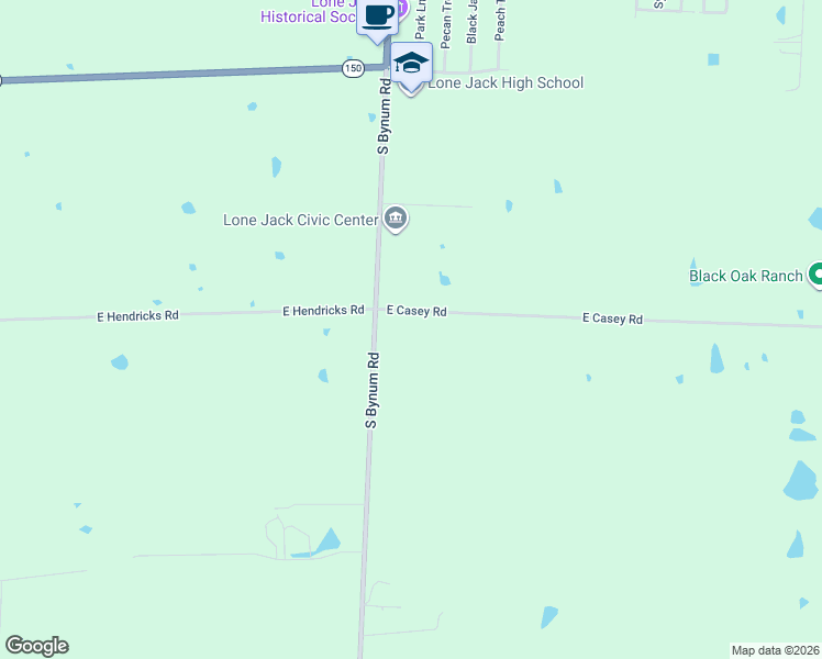map of restaurants, bars, coffee shops, grocery stores, and more near 14314 South Bynum Road in Lone Jack