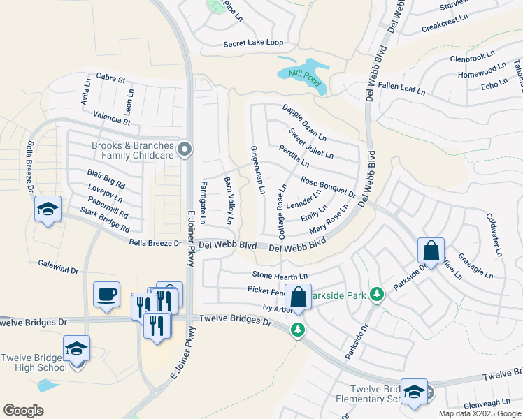 map of restaurants, bars, coffee shops, grocery stores, and more near 1822 Gingersnap Lane in Lincoln