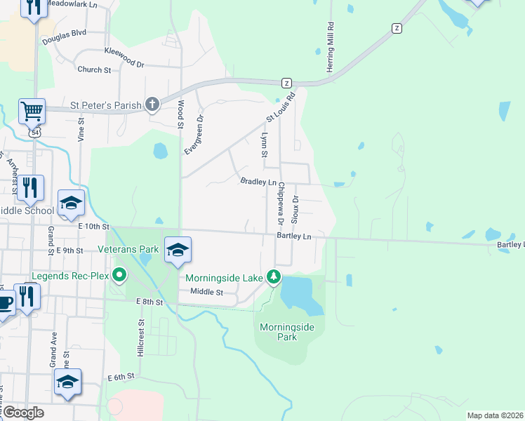 map of restaurants, bars, coffee shops, grocery stores, and more near 1007-1021 Mohawk Dr in Fulton