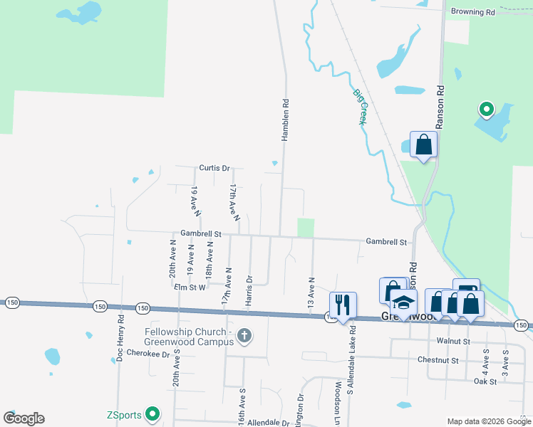 map of restaurants, bars, coffee shops, grocery stores, and more near 504 16 Avenue North in Greenwood