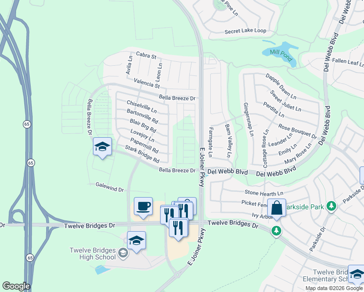 map of restaurants, bars, coffee shops, grocery stores, and more near 2566 Bog Street in Lincoln