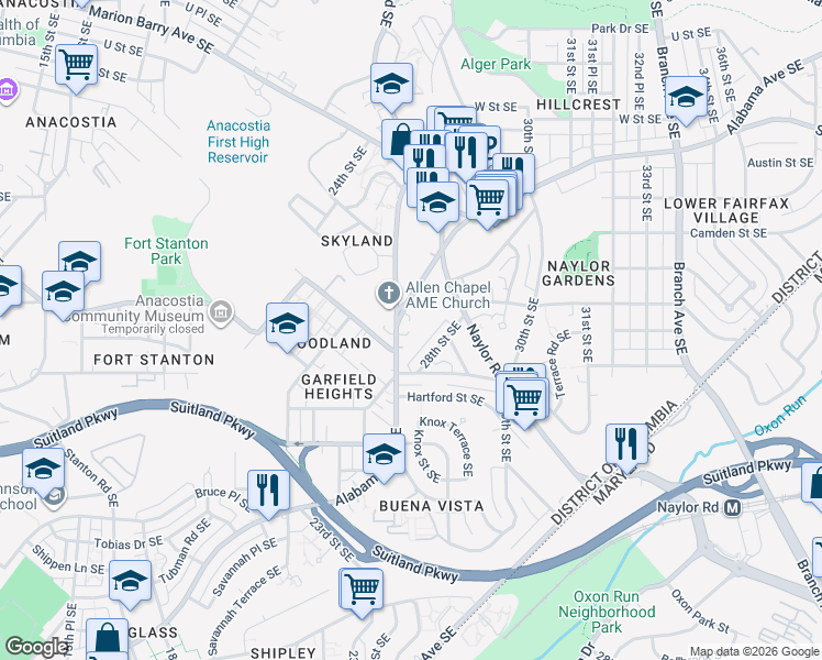 map of restaurants, bars, coffee shops, grocery stores, and more near 101 Independence Avenue Southeast in Washington