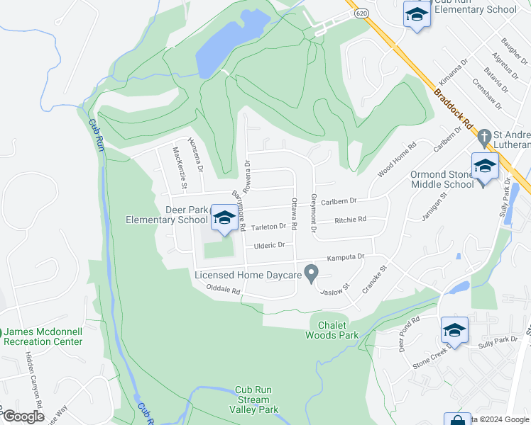 map of restaurants, bars, coffee shops, grocery stores, and more near 15015 Carlbern Drive in Centreville