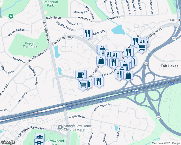 map of restaurants, bars, coffee shops, grocery stores, and more near 4408 Helmsford Lane in Fairfax