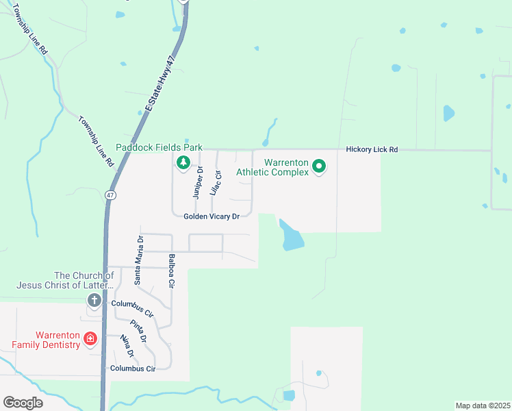 map of restaurants, bars, coffee shops, grocery stores, and more near 2026 Golden Vicary Drive in Warrenton