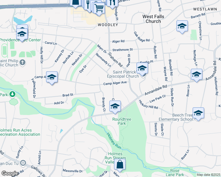 map of restaurants, bars, coffee shops, grocery stores, and more near 7137 Carol Lane in Falls Church