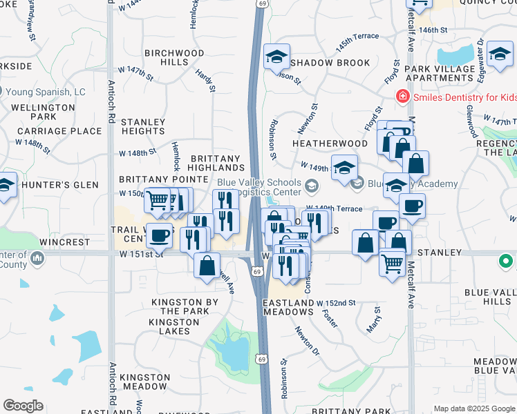 map of restaurants, bars, coffee shops, grocery stores, and more near in 
