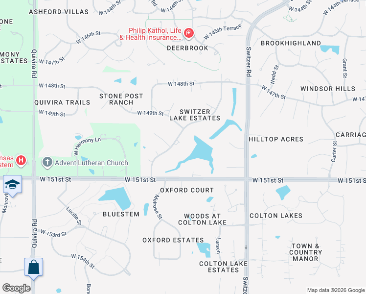 map of restaurants, bars, coffee shops, grocery stores, and more near 14911 Melrose Street in Overland Park