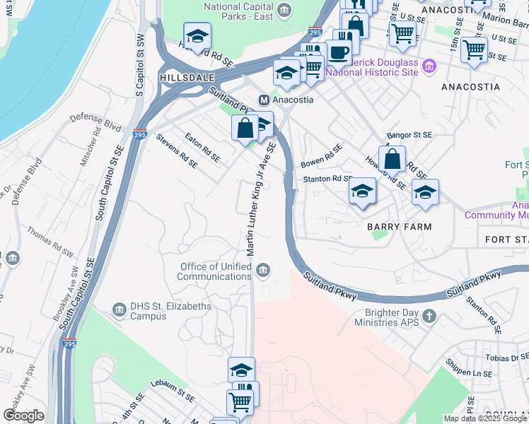 map of restaurants, bars, coffee shops, grocery stores, and more near 101 Independence Avenue Southeast in Washington