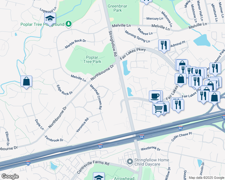 map of restaurants, bars, coffee shops, grocery stores, and more near 4729 Cochran Place in Centreville