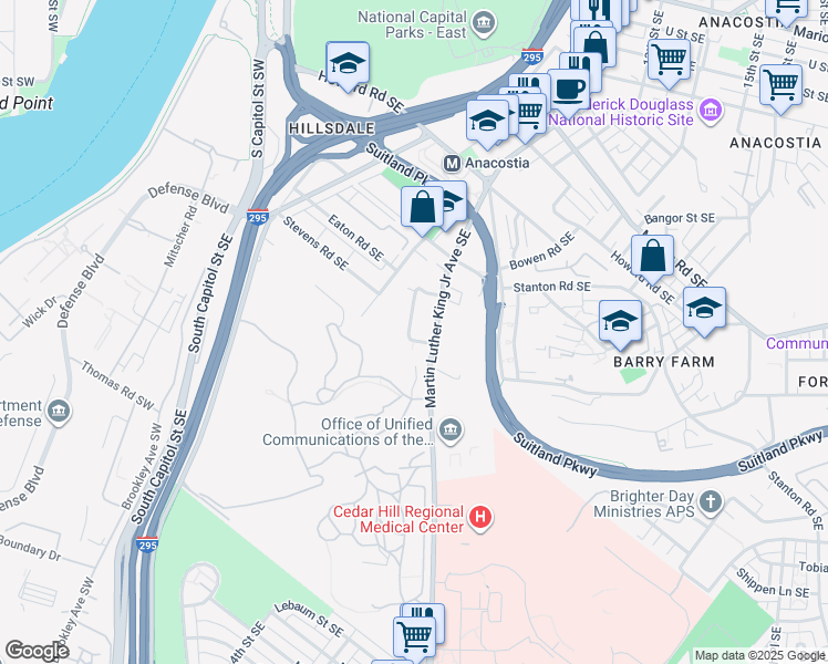 map of restaurants, bars, coffee shops, grocery stores, and more near 101 Independence Avenue Southeast in Washington