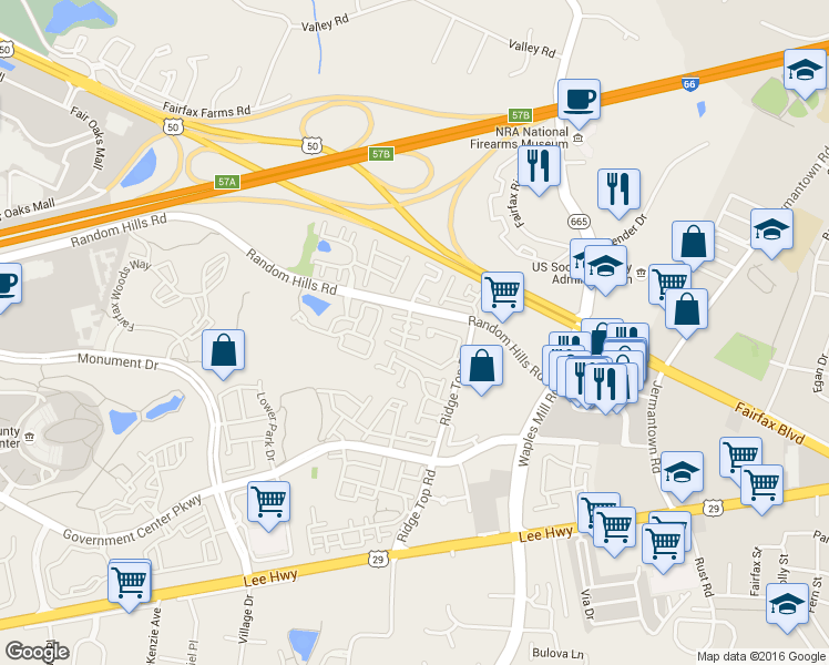 map of restaurants, bars, coffee shops, grocery stores, and more near 4093 Fountainside Lane in Fairfax
