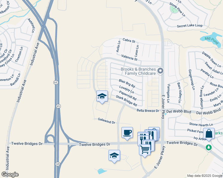map of restaurants, bars, coffee shops, grocery stores, and more near 602 Papermill Road in Lincoln