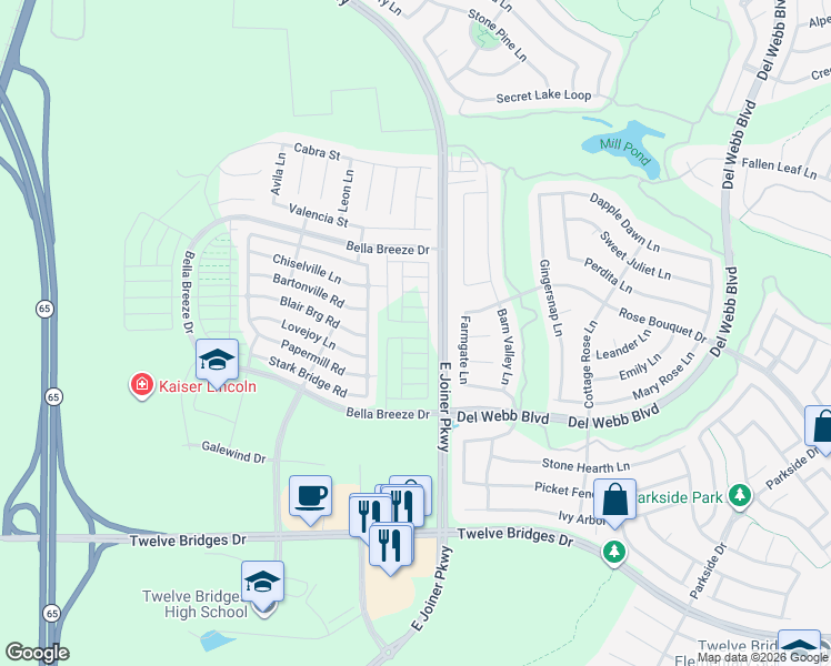 map of restaurants, bars, coffee shops, grocery stores, and more near 1796 Farmgate Lane in Lincoln