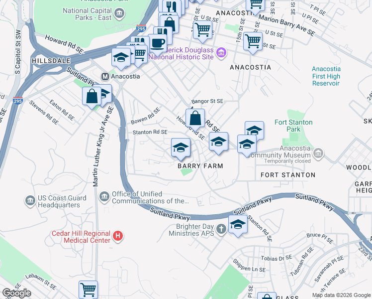 map of restaurants, bars, coffee shops, grocery stores, and more near 101 Independence Avenue Southeast in Washington