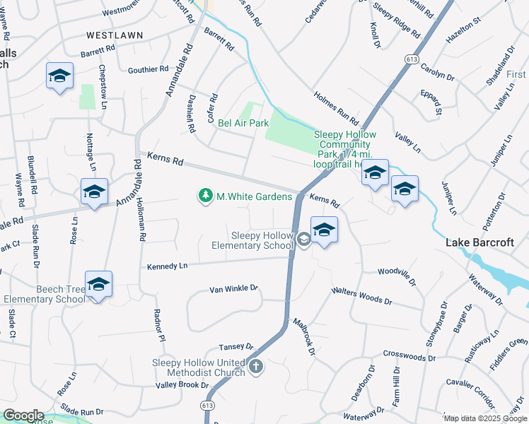 map of restaurants, bars, coffee shops, grocery stores, and more near 3304 Clearwood Court in Falls Church