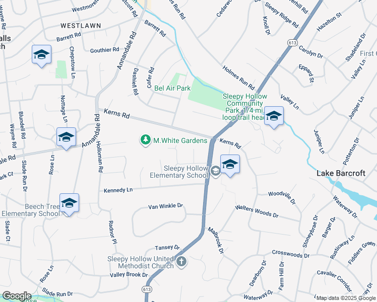 map of restaurants, bars, coffee shops, grocery stores, and more near 3304 Clearwood Court in Falls Church