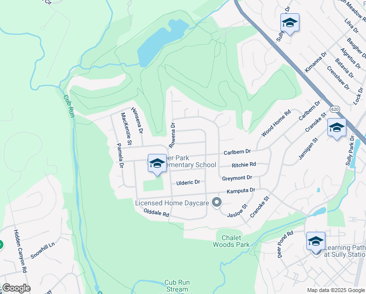 map of restaurants, bars, coffee shops, grocery stores, and more near 15013 Ponderlay Drive in Centreville
