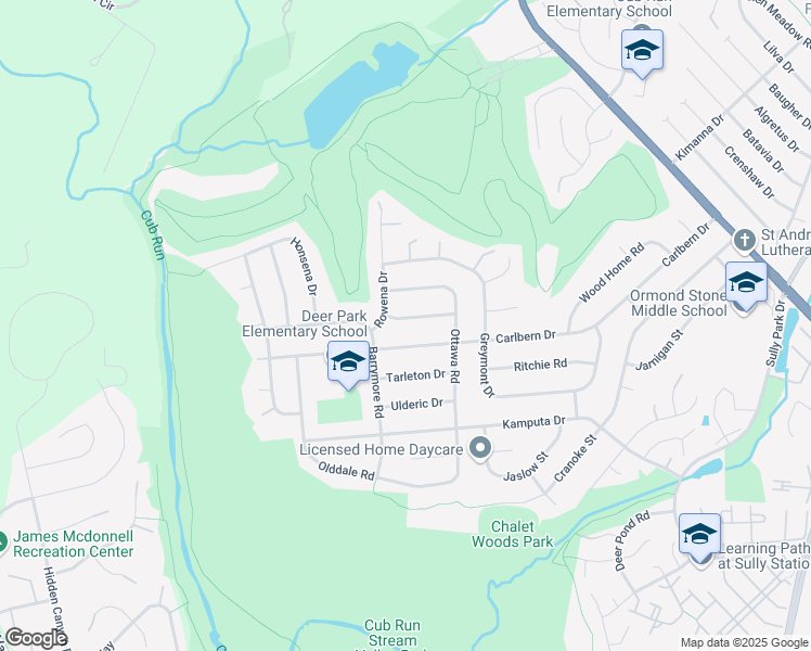 map of restaurants, bars, coffee shops, grocery stores, and more near 15013 Ponderlay Drive in Centreville