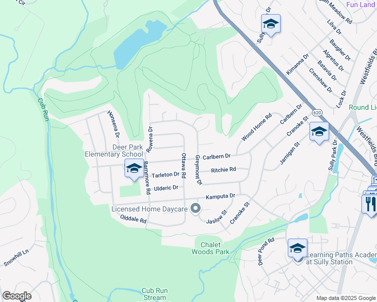 map of restaurants, bars, coffee shops, grocery stores, and more near 5629 Ottawa Rd in Centreville