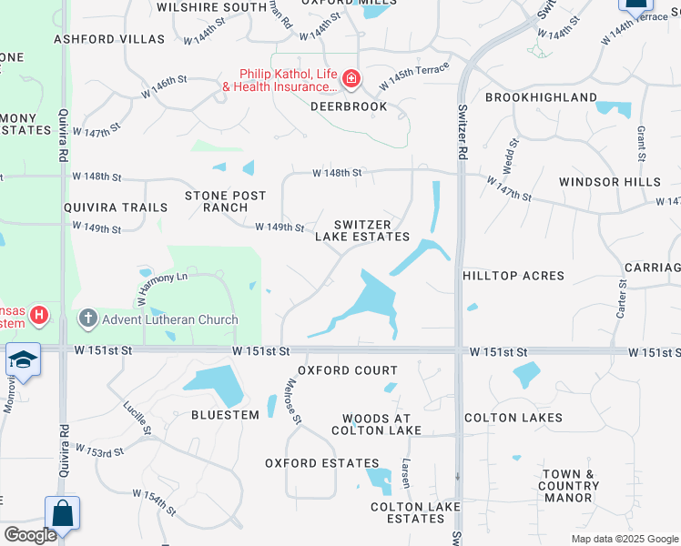 map of restaurants, bars, coffee shops, grocery stores, and more near 14911 Melrose Street in Overland Park